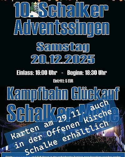 Bald ist es wieder so weit:
Adventssingen in der Kampfbahn Glückauf - auch die Offene Kirche Schalke und das...