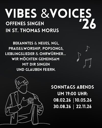 Das offene Singen geht in die nächste Runde! Am 8.2. um 19 Uhr ist es wieder soweit: Kommt vorbei in St. Thomas Morus...